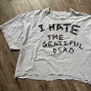 Vintage Cropped Biker I hate Grateful Dead Band Tee Shirt